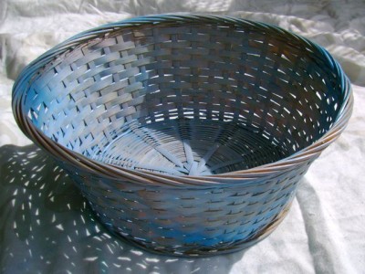 Spray Painted Blue Basket - 3