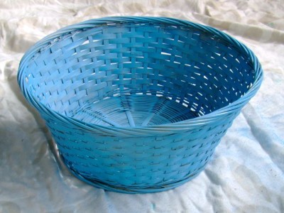 Spray Painted Blue Basket - 4