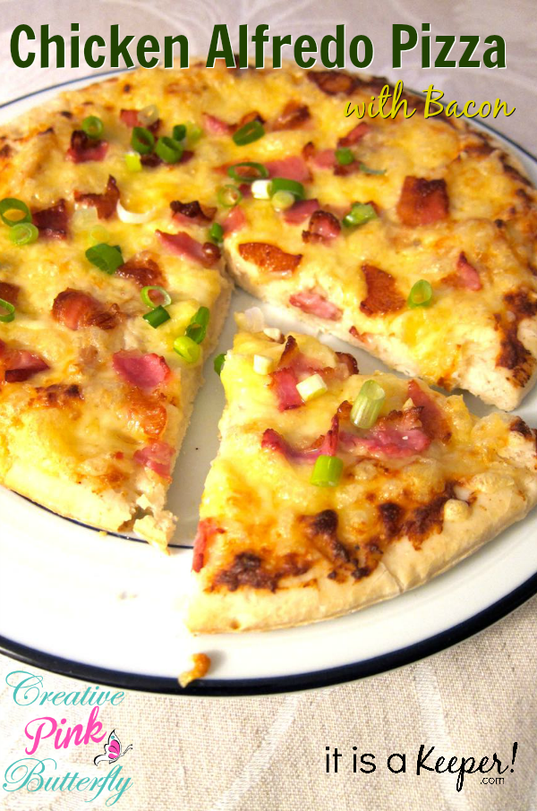 Chicken Alfredo Pizza with Bacon