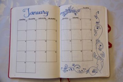 Bullet Journal January calendar